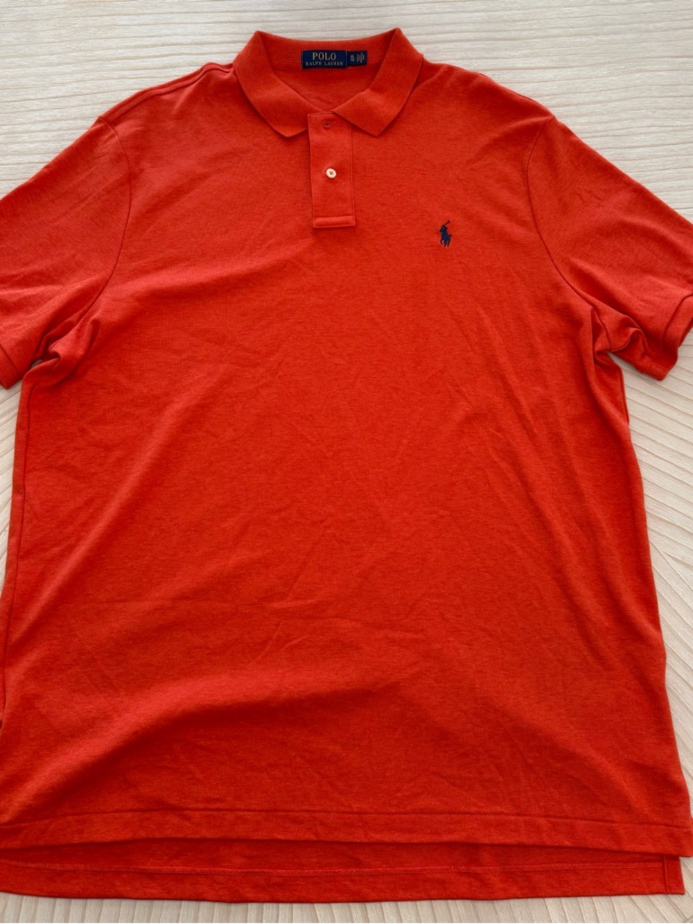 Polo by Ralph Lauren Men’s Orange Short-Sleeve Polo with Navy Logo